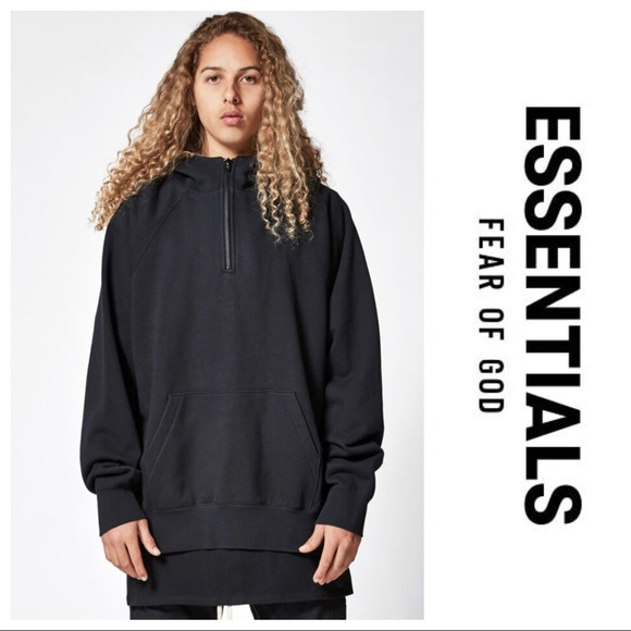 fear of god essentials half zip pullover hoodie